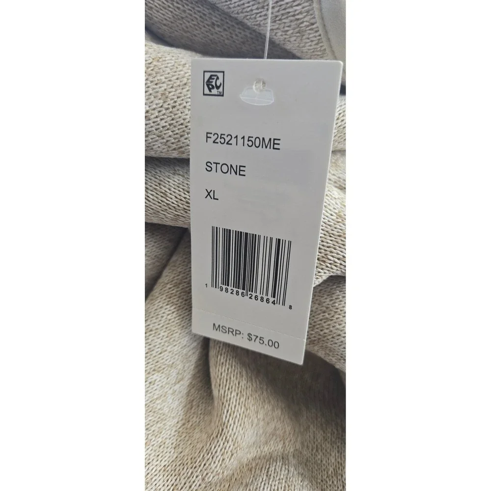 Weatherproof Vintage Mens Faux Fur Lined Quarter ZipPullover Stone F2521150ME XL